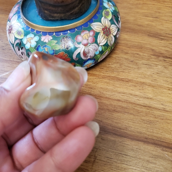 Anthropologie Brown Stone Key Chain Goldtone Hardware Key Ring - Picture 6 of 9